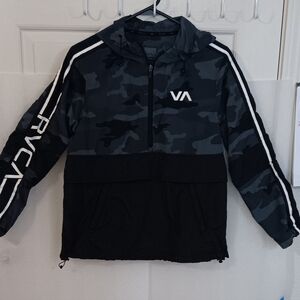 RVCA Mens XS Camouflage Black Windbreaker  Hoodie